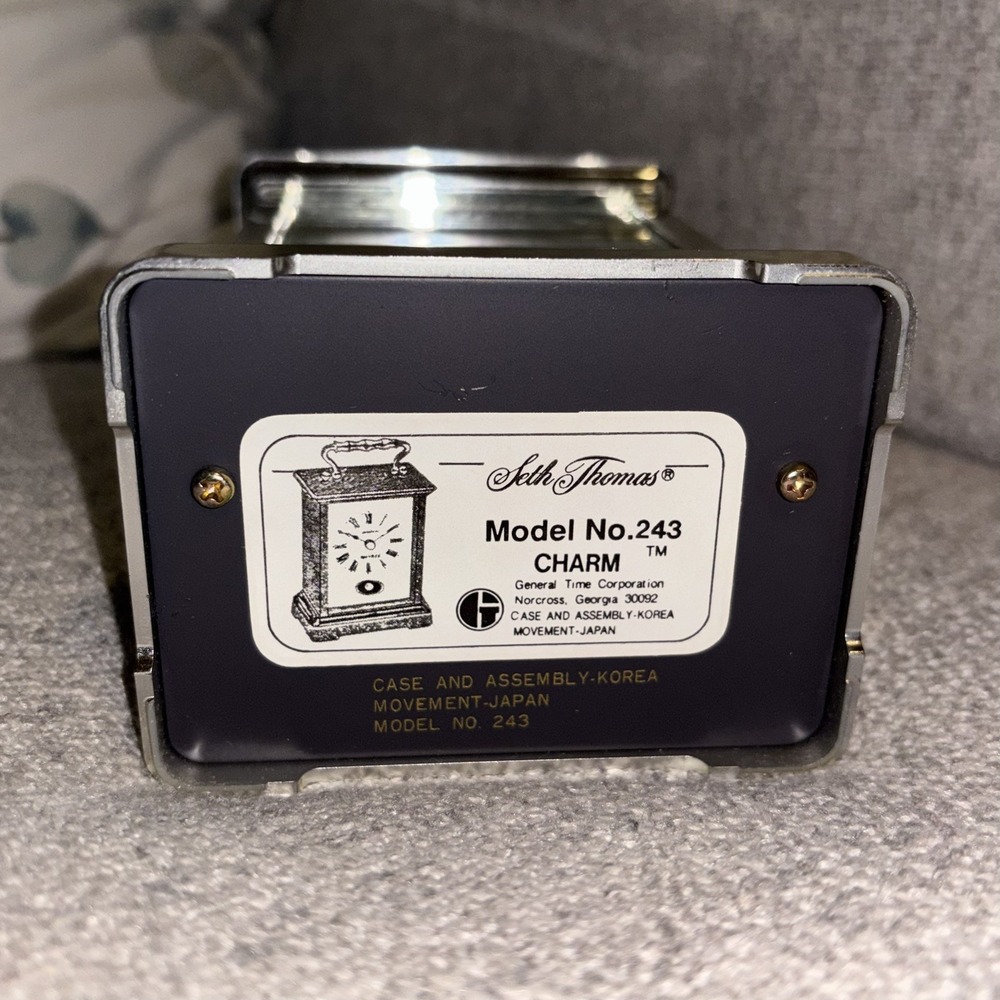 Vintage Seth Thomas Gold Brass Rapture Carriage Quartz Clock Model 243 90s Retro - Picture 7 of 9